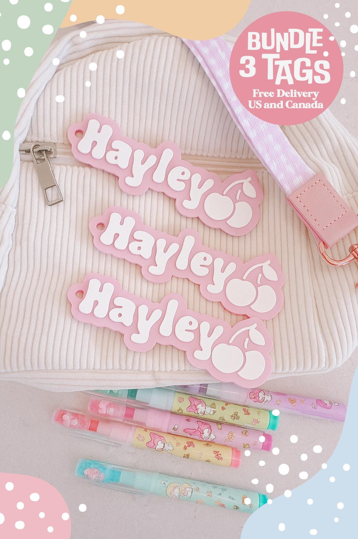 Personalized Name Bag Tag Bundle | Custom Bag tag for kids | Personalized Bag Tag | Kids School Bag tag Daycare bag tag | School bag tag