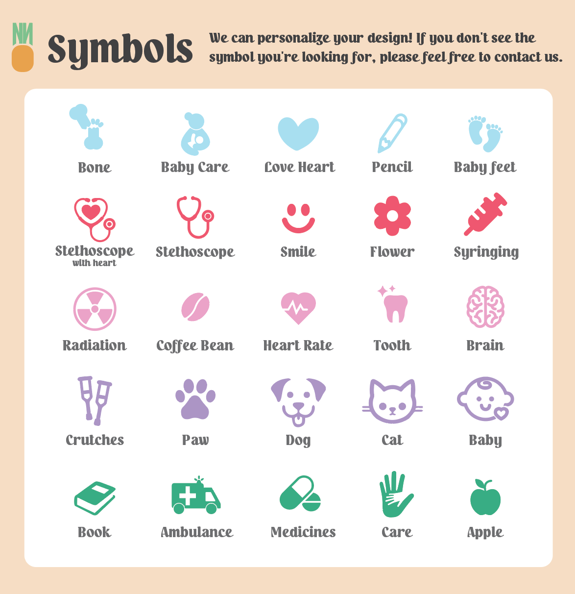 Annanas Design symbol chart – 25 symbols