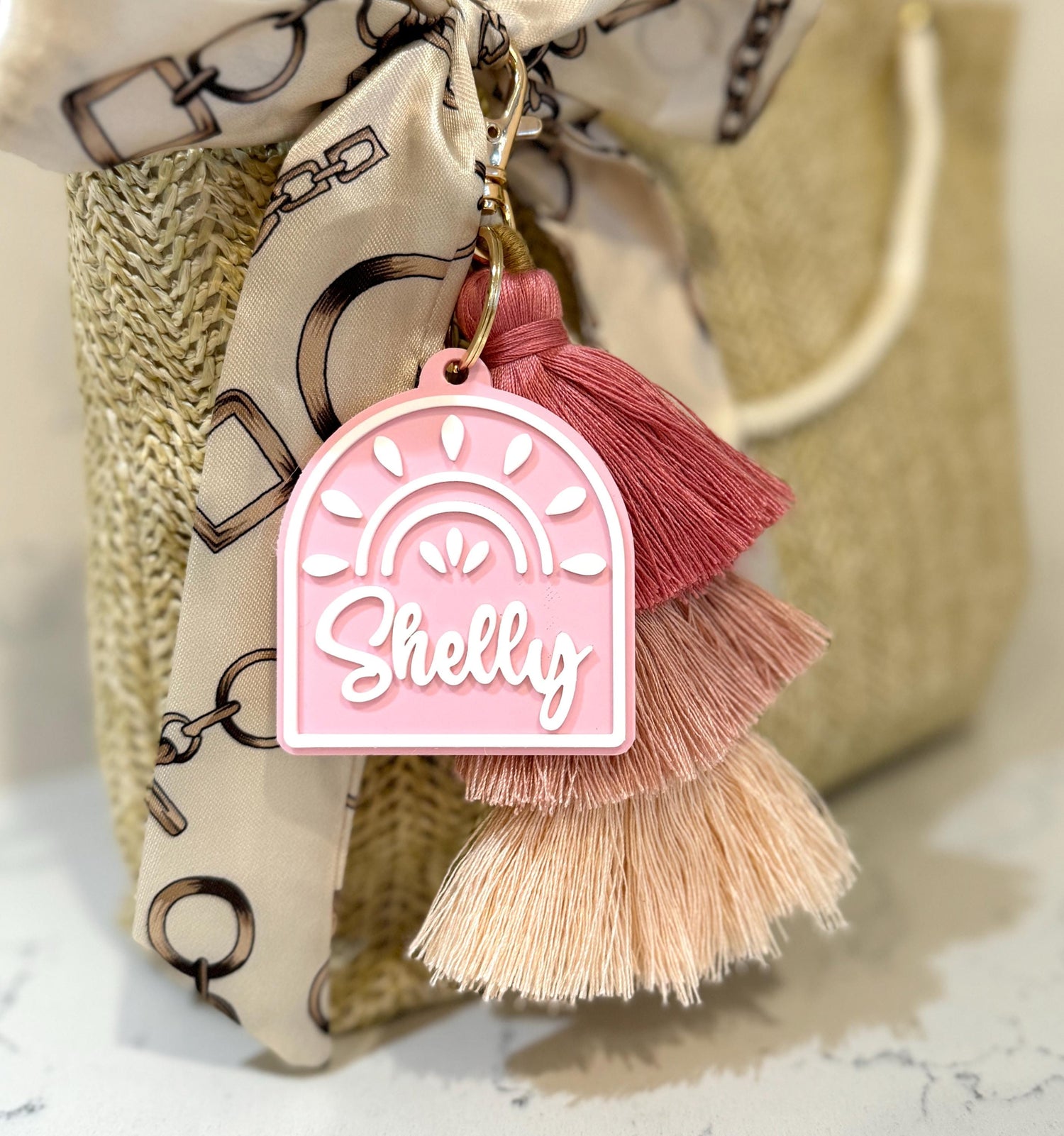 Personalised Name Bag Keyring with Tassle