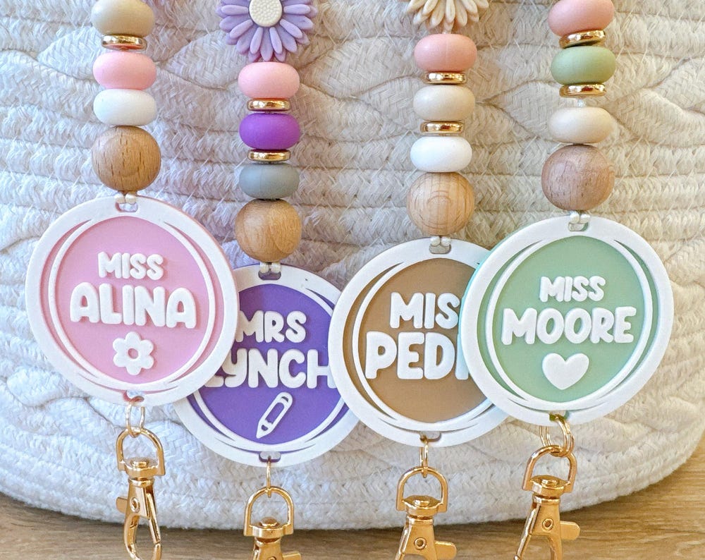 Personalised Floral Beads Lanyards