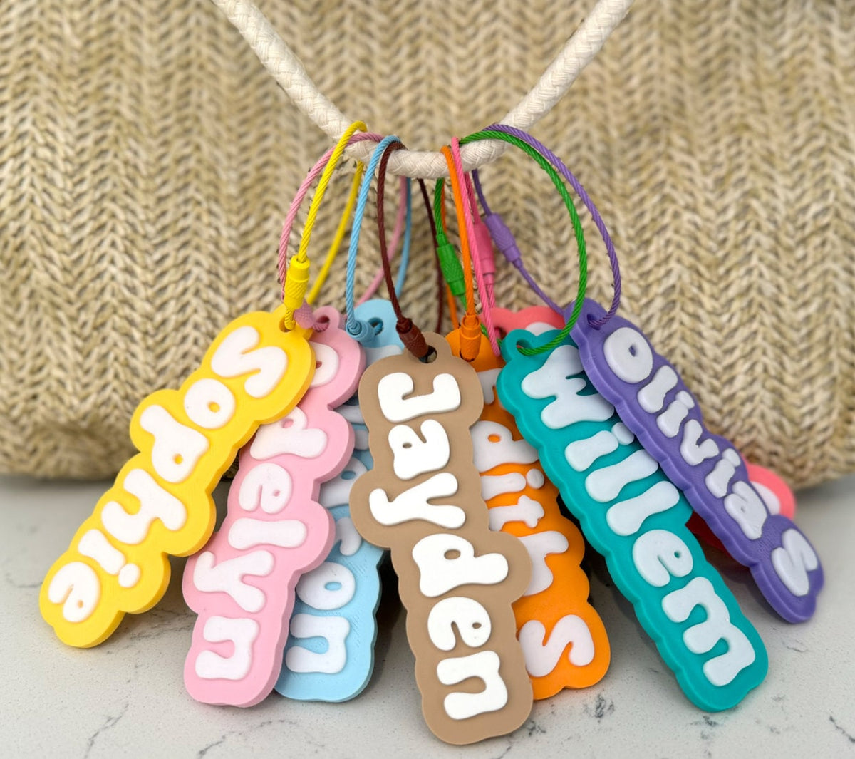 Personalised Name Bag Tag for Kids – School & Daycare Keyring