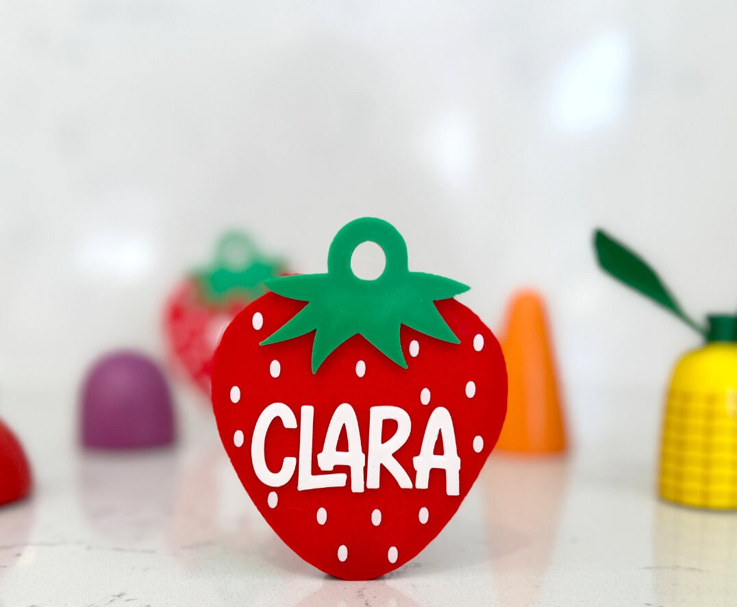 Personalized Strawberry Bag Tag