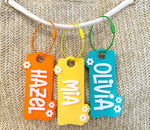 Personalised Flower Bag Tag – Kids Name Keyring – photo 3