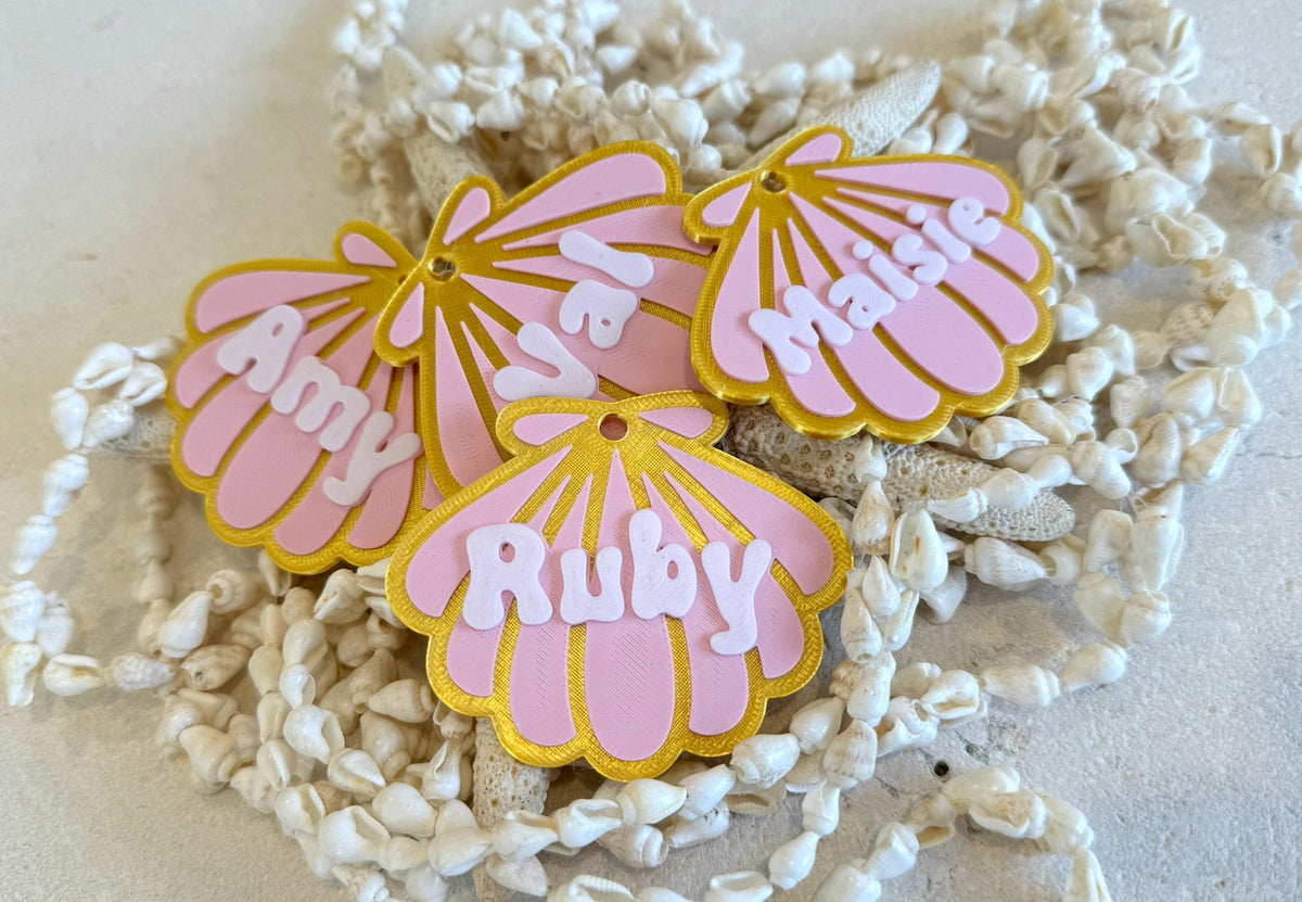Personalised Beach Shell Bag Tag – Kids Name Keyring – photo 3