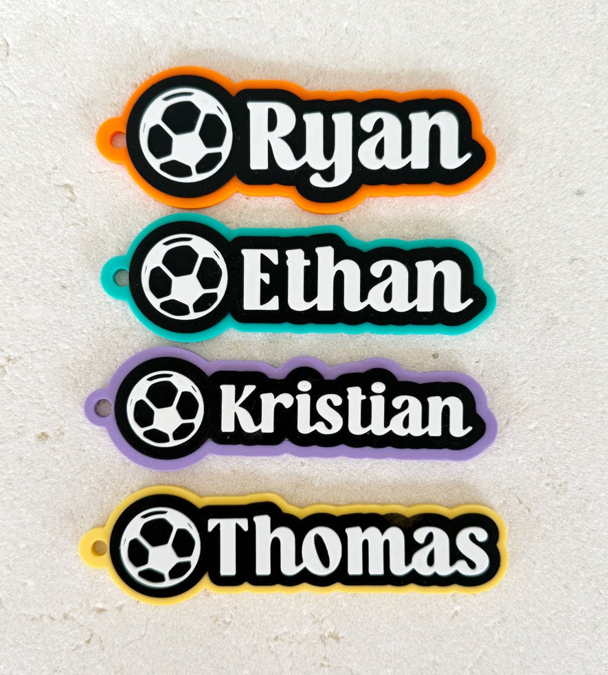Personalised Soccer Bag Tag – Custom Name Keyring