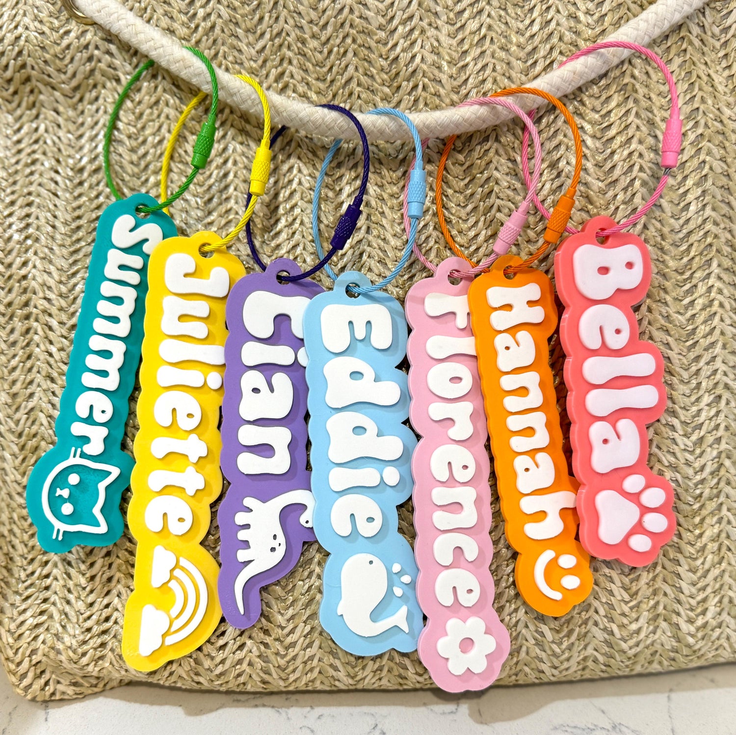 Personalised Name Bag Keyring with symbol