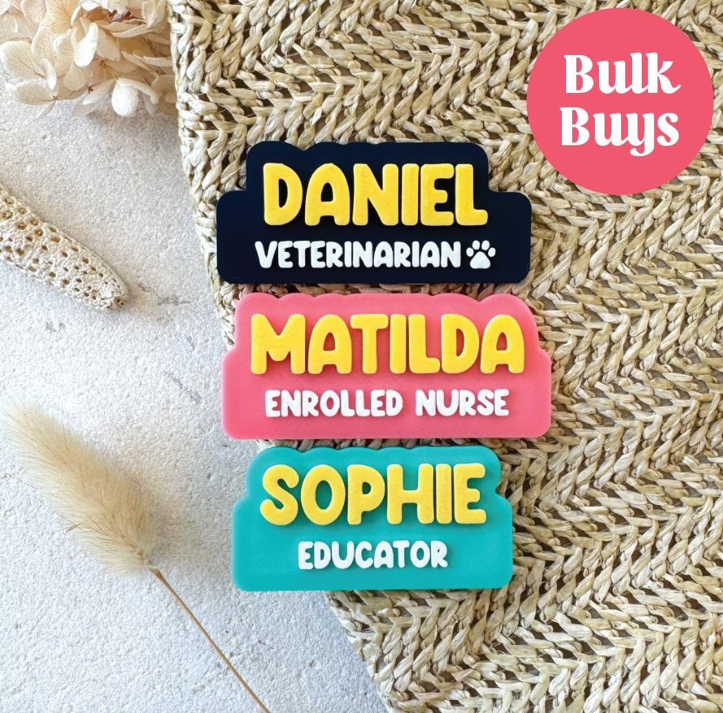 Personalised 3-Layer Name Badge – Navy, Pink or Mint