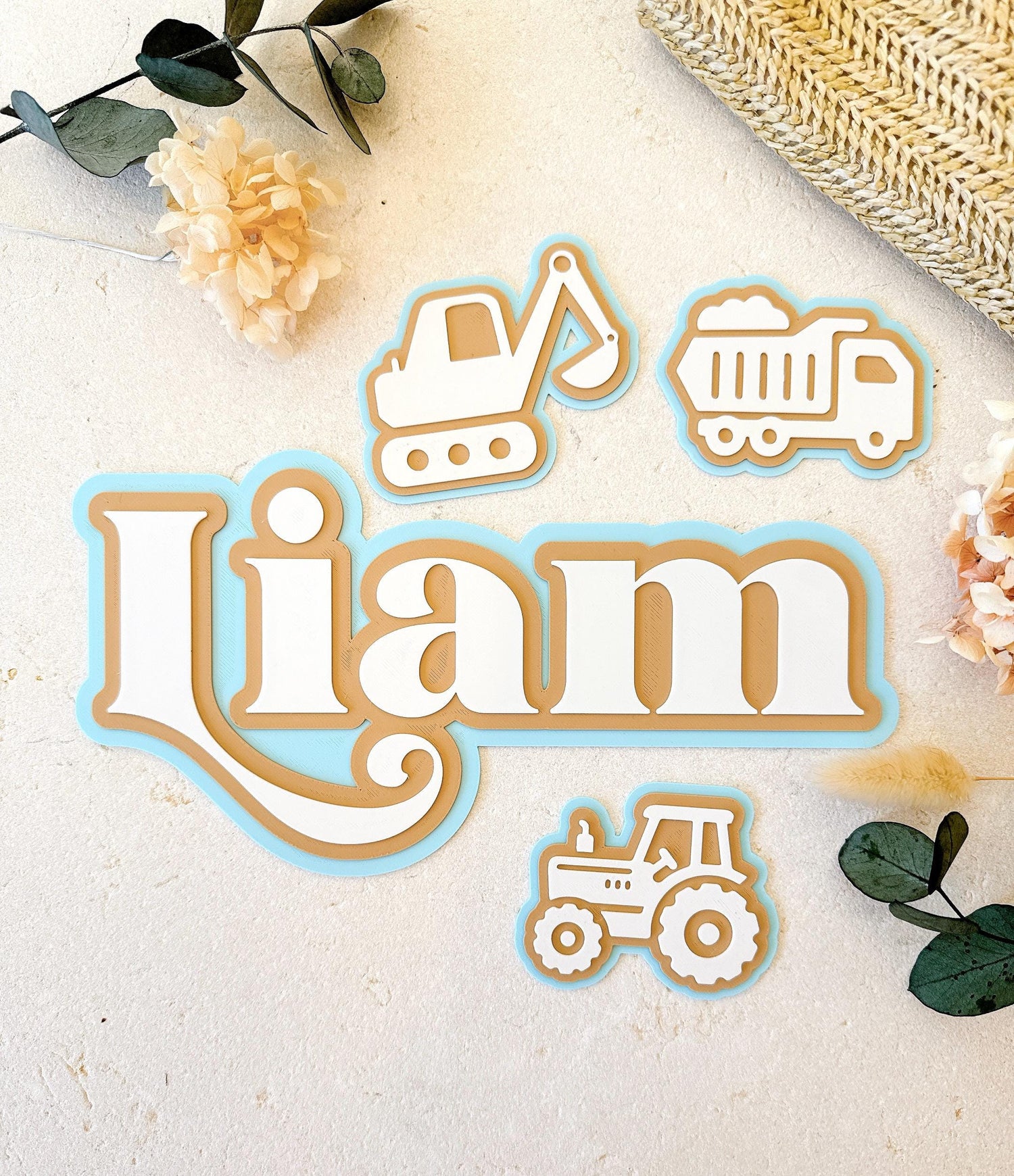 Personalized Construction Theme Name Door Sign