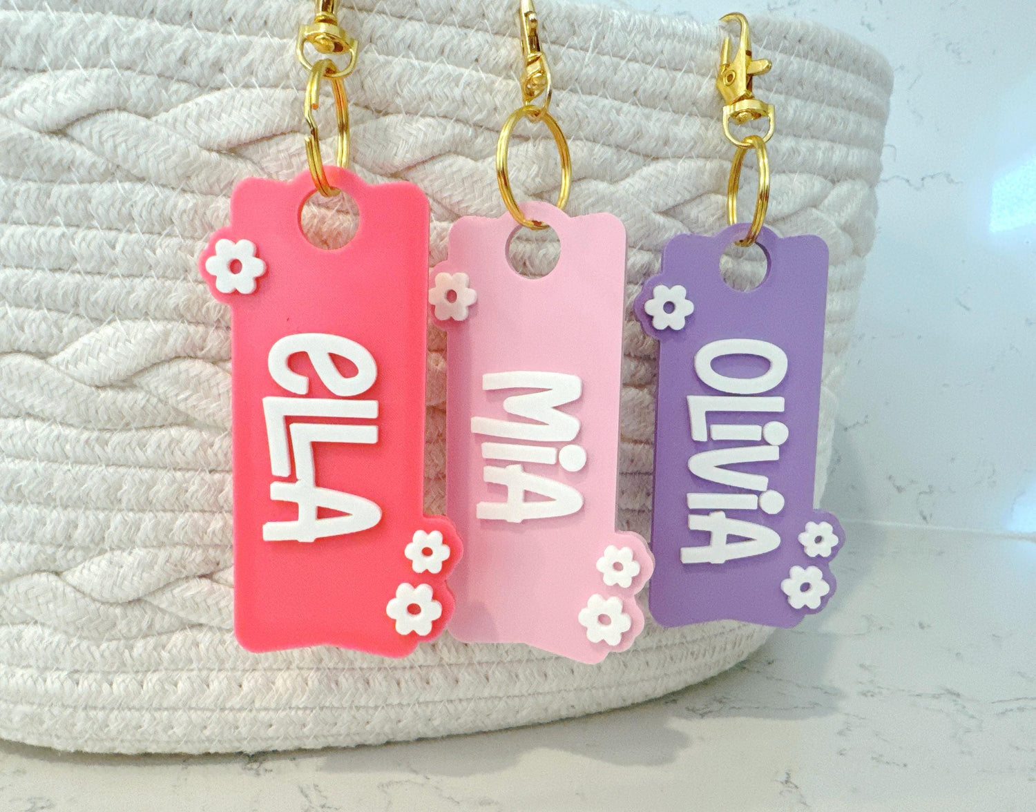Personalized Flower Name Bag Tag