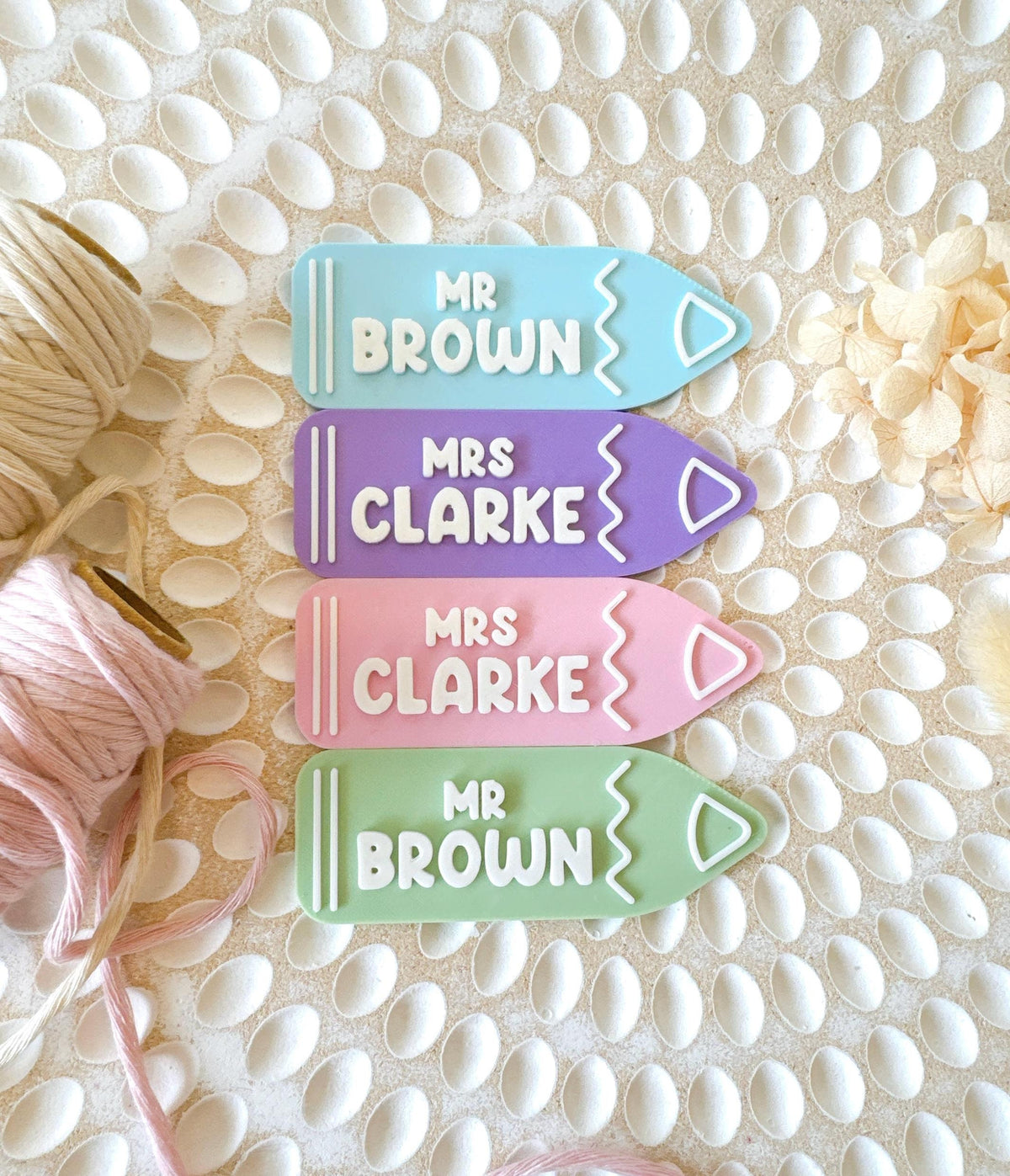 Personalised Teacher Name Badge – Pencil Design, Magnetic or Pin – photo 5