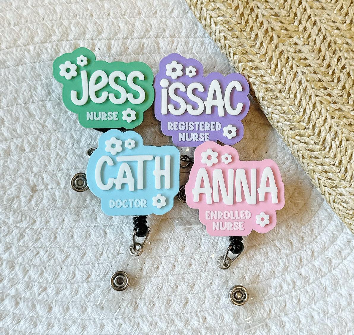Personalised Name Badge Reel – Nurse ID Holder, Plastic or Metal