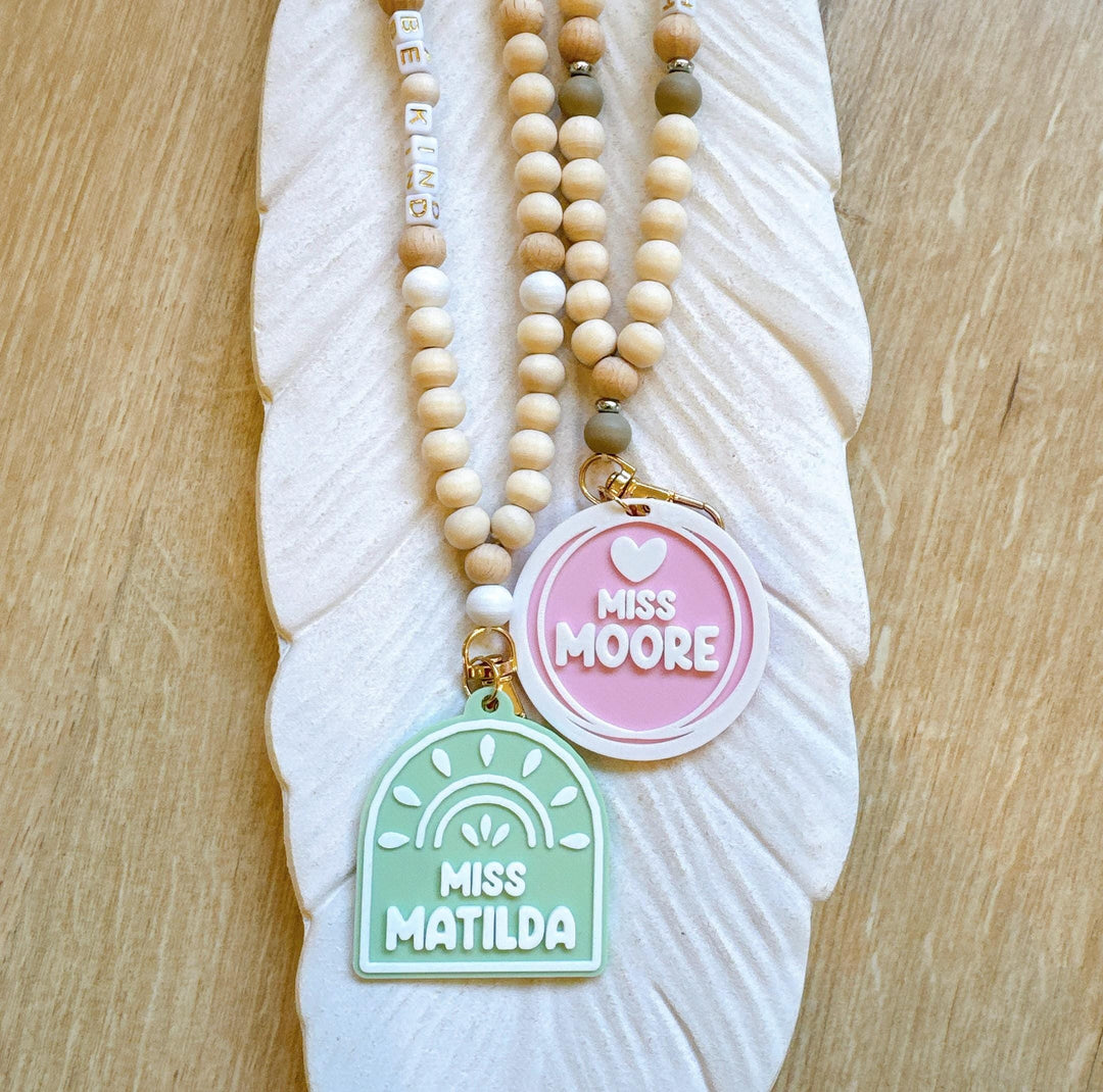 Personalised Beaded Teacher Lanyard