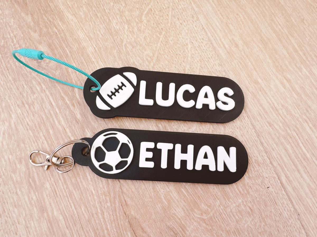 Personalised Sports Bag Tag – Soccer, Cricket, Footy or Swim – photo 2