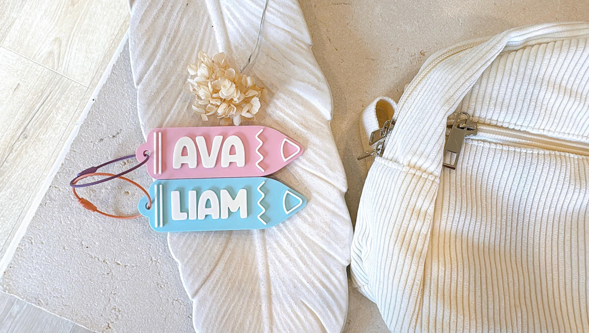 Personalised Pencil Keyring – School Bag Tag for Kids – photo 4