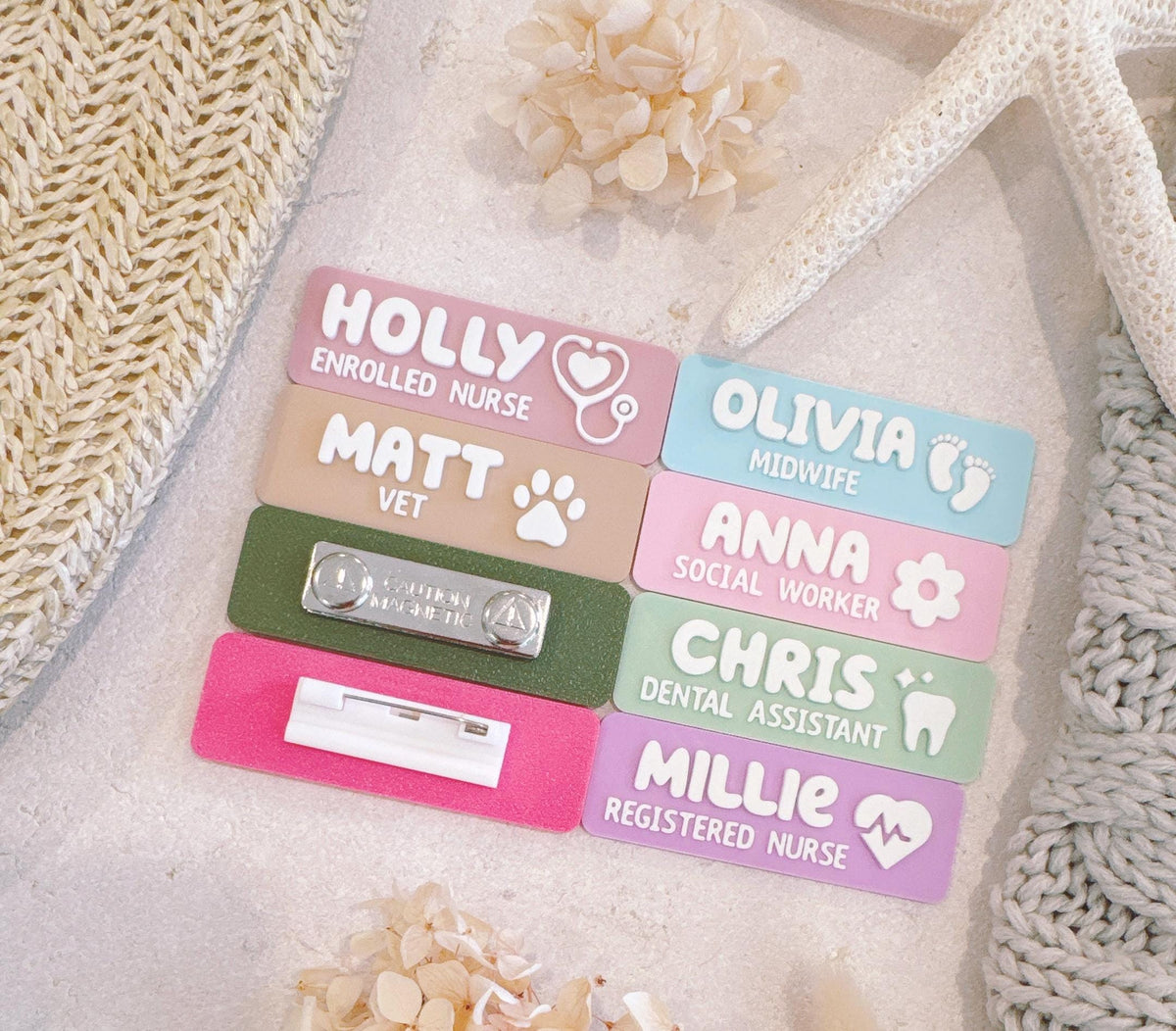 Personalised Midwife Name Badge with Symbol – Magnetic or Pin – photo 4