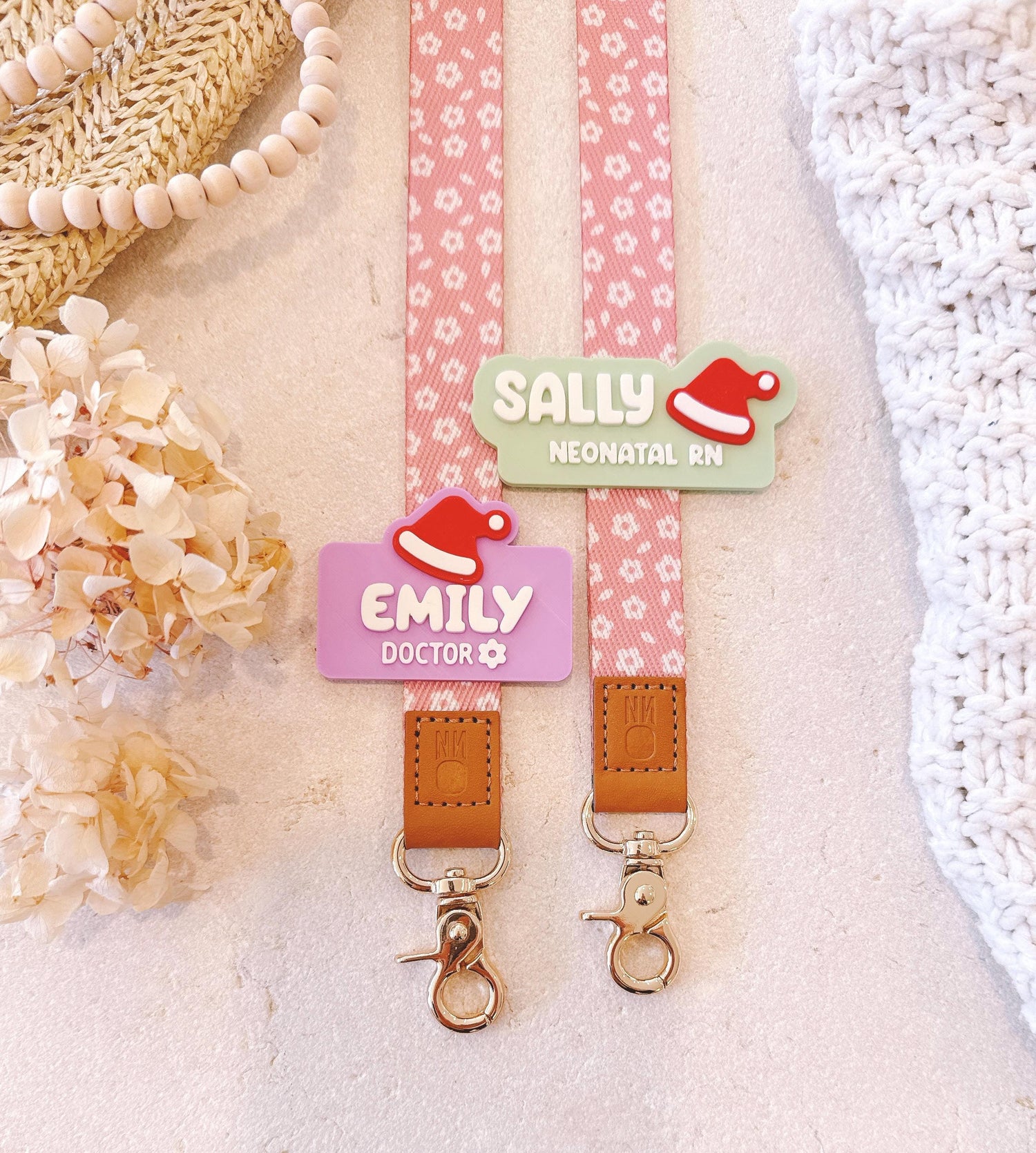 Premium Canvas Teacher Lanyard with personalised Christmas name badge