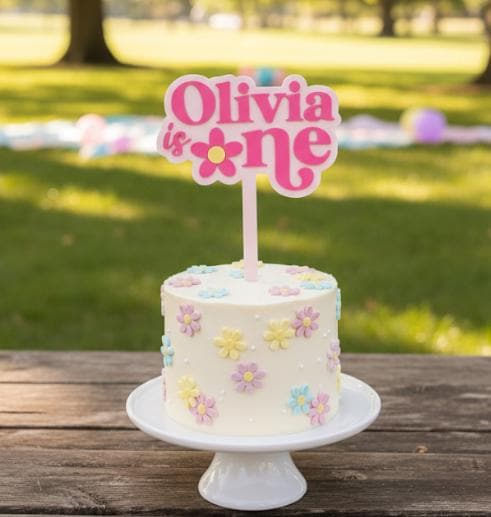 Personalised First Birthday Cake Topper – Flower Name Topper – photo 2