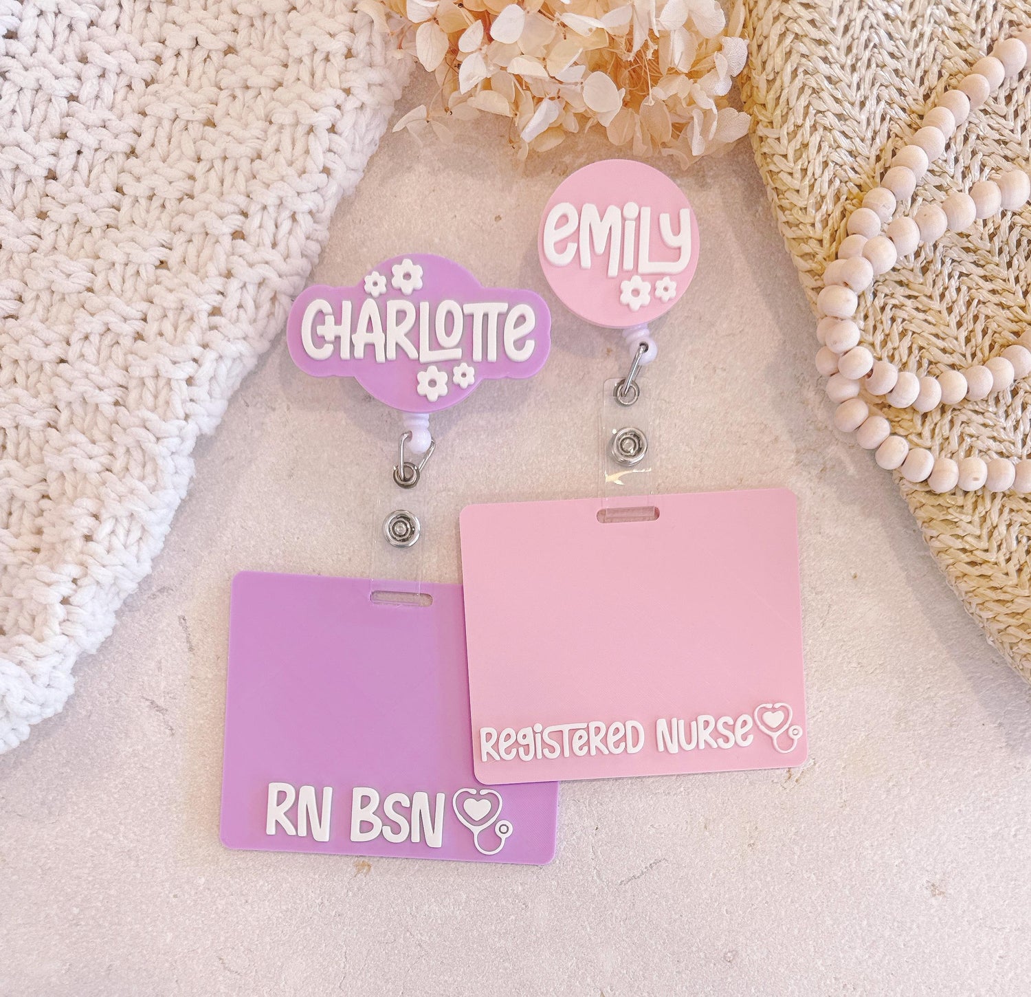 Personalised Name Badge Reel ID holder and badge buddy Set