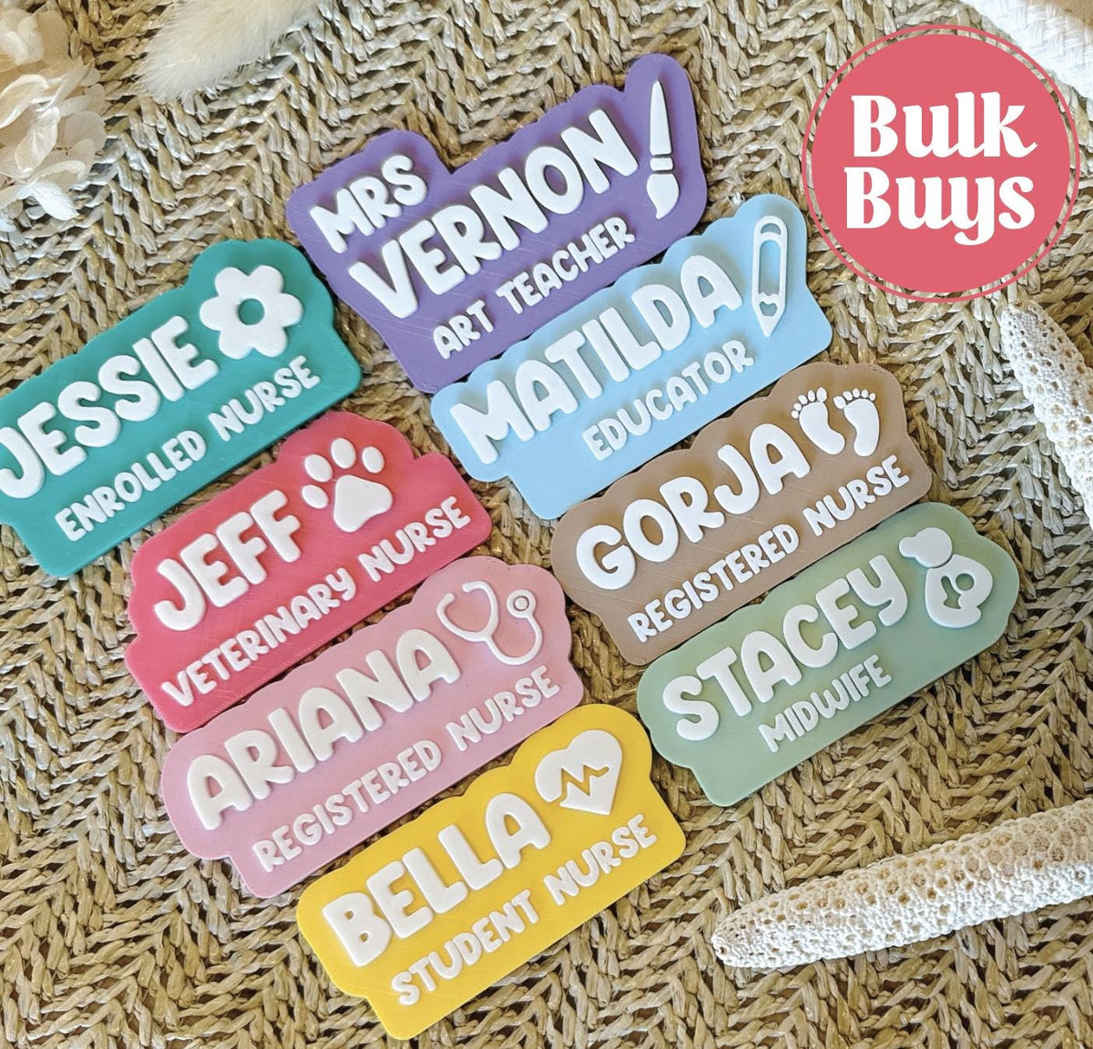 Personalised Name Badge with Symbol & Job Title – Magnetic or Pin – photo 4