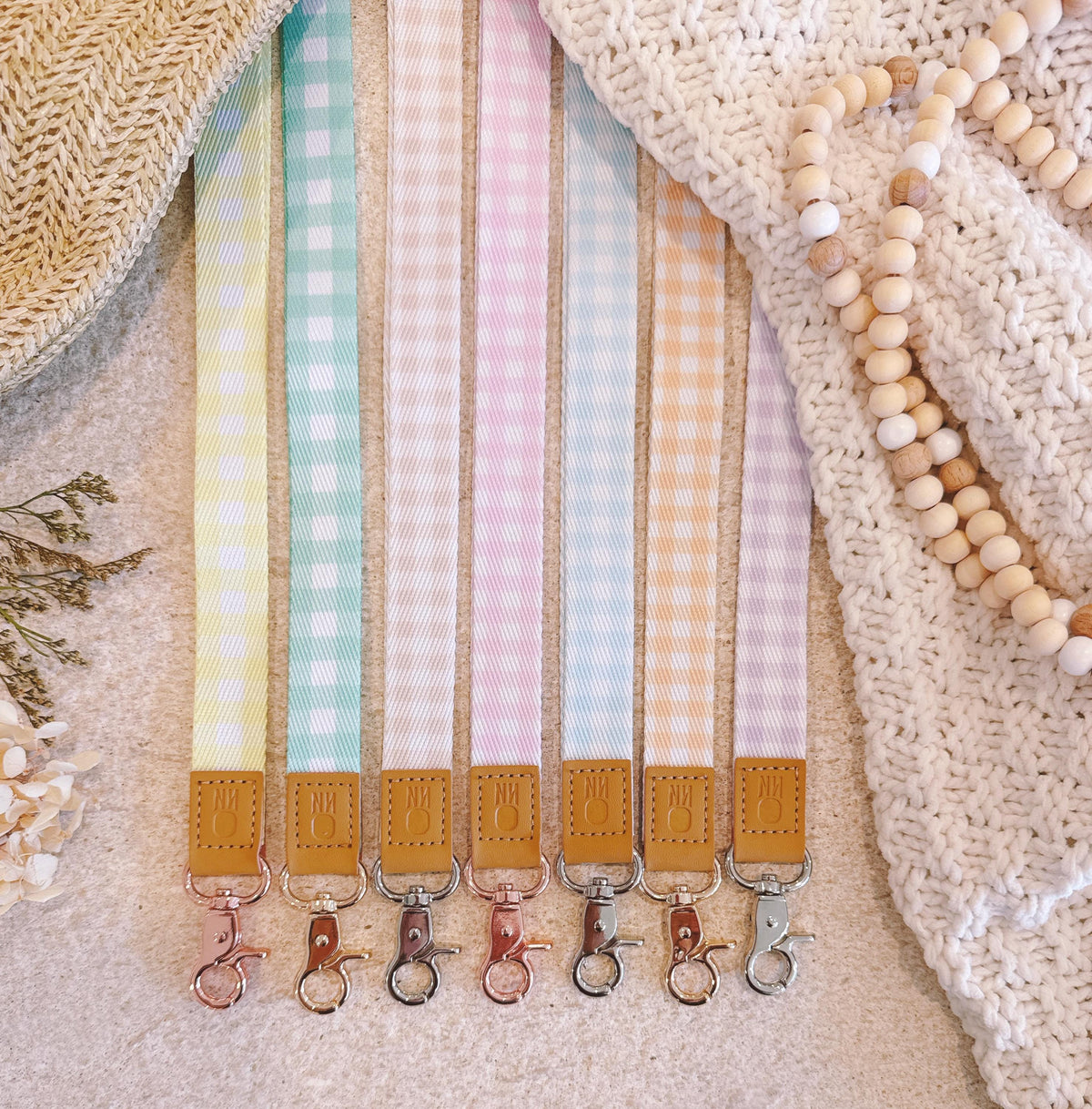 Pastel Gingham Lanyard for ID Badges & Keys – 7 Colours
