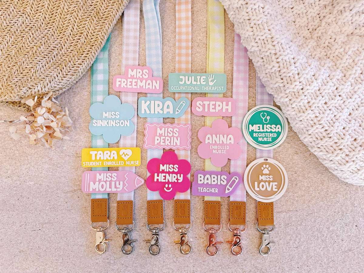 Personalised Teacher Lanyard – Fabric Lanyard with Custom Name Badge