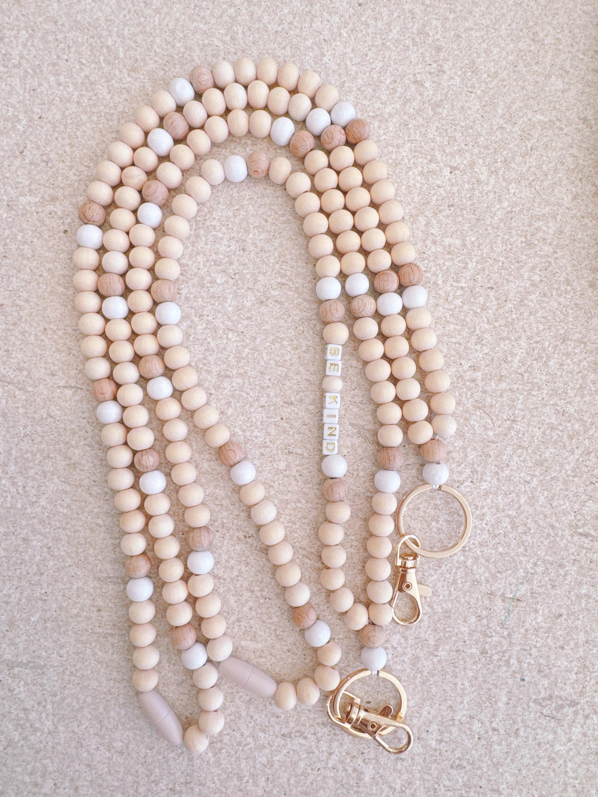 Wooden Bead Lanyard – Be Kind, with Optional Personalised Badge