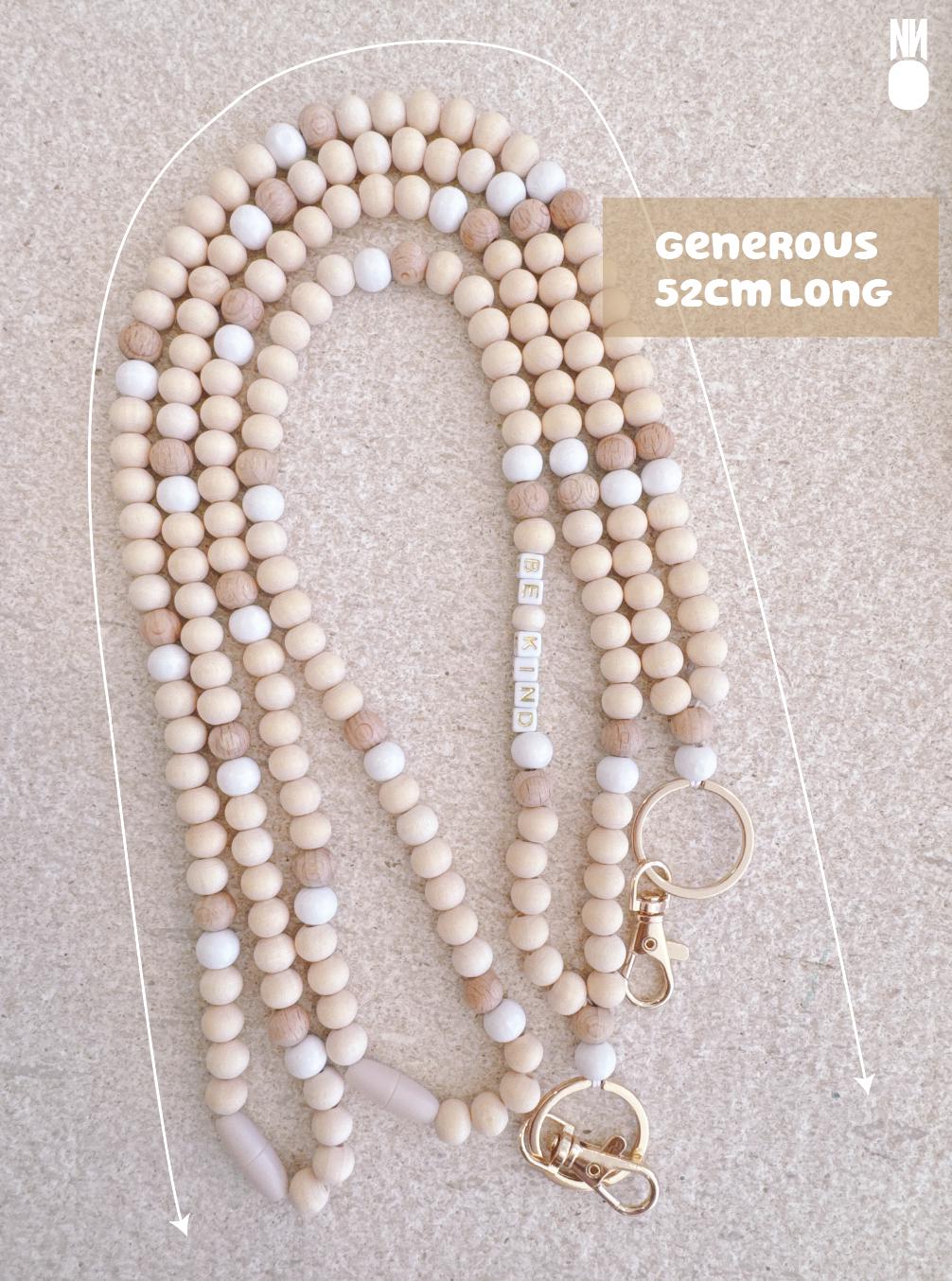 Wooden Bead Lanyard – Be Kind, with Optional Personalised Badge – photo 2