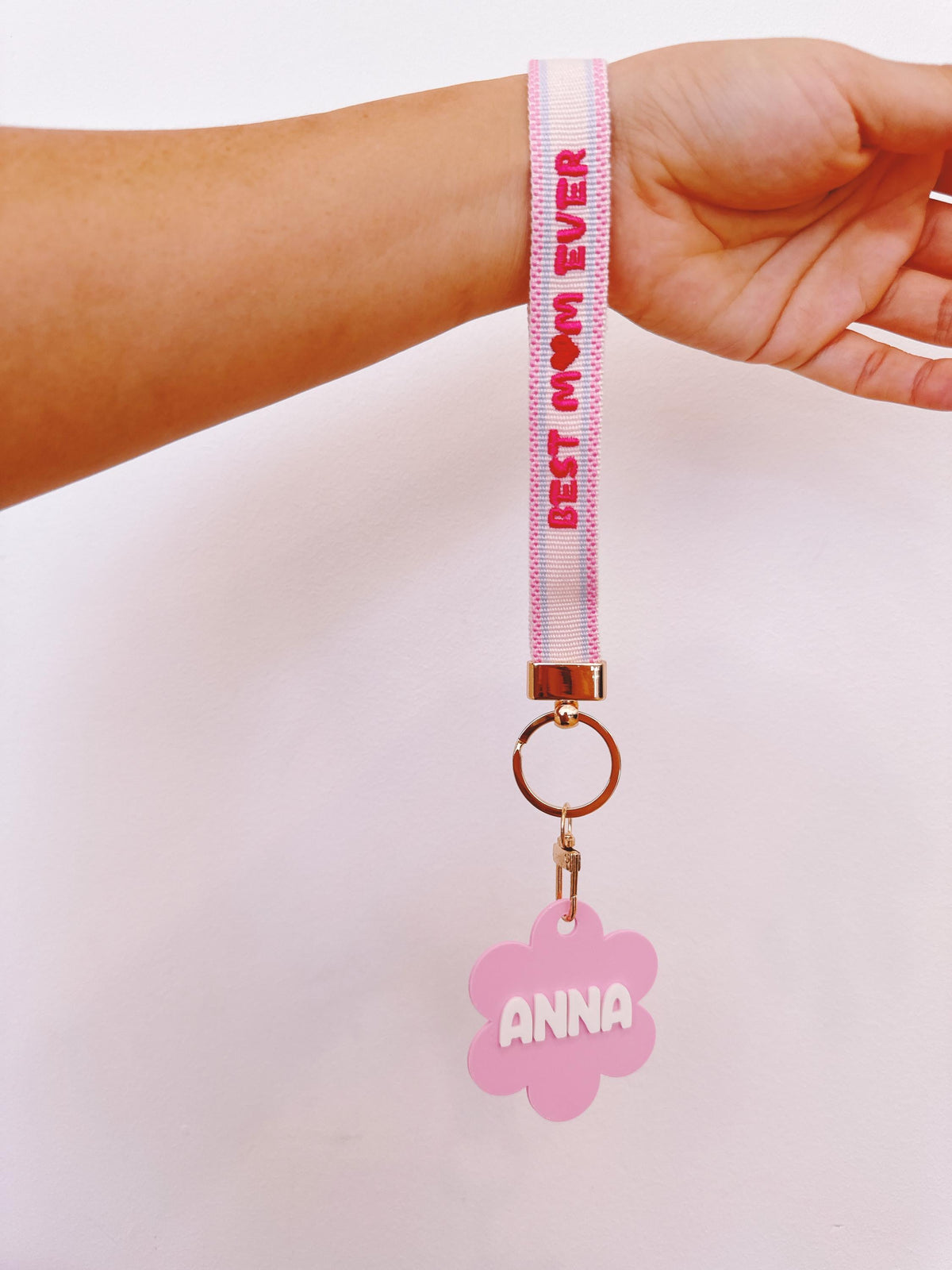Canvas Key Wristlet with Personalised Name Badge – Gift for Mum – photo 3