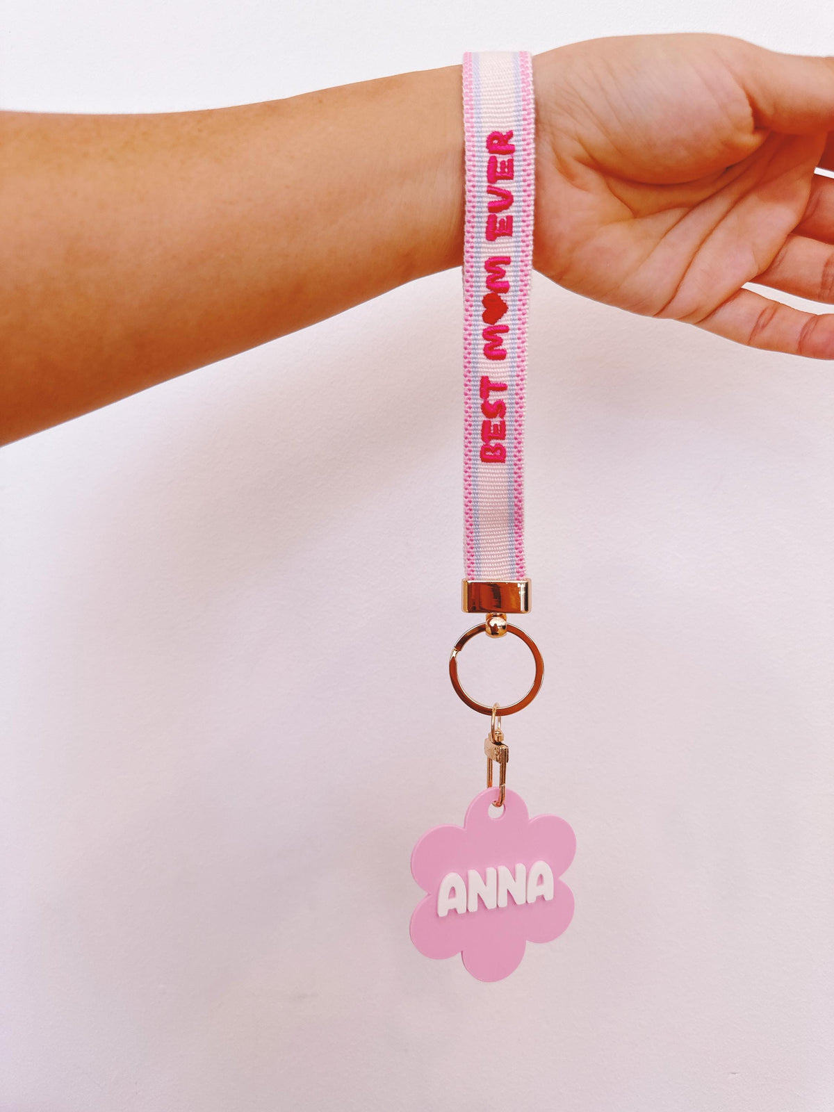Canvas Key Wristlet with Personalised Name Badge – Gift for Mum – photo 3