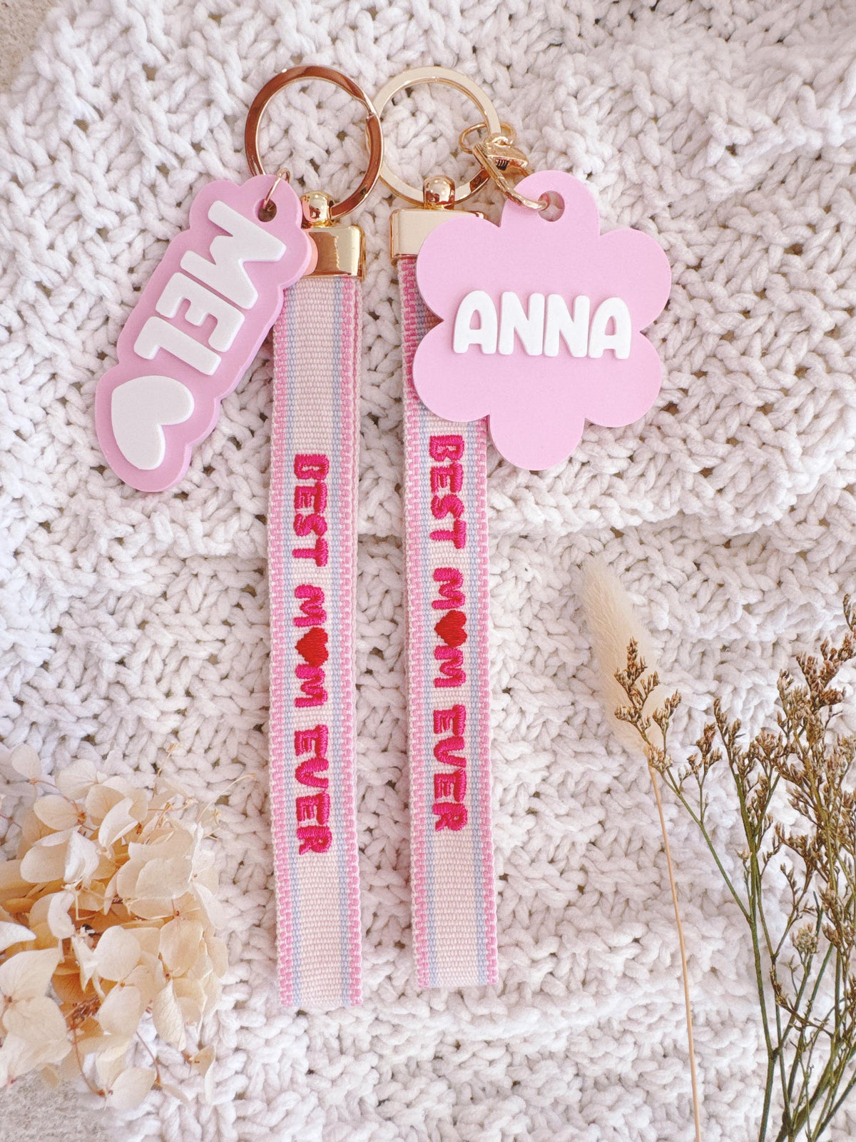 Canvas Key Wristlet with Personalised Name Badge – Gift for Mum – photo 2
