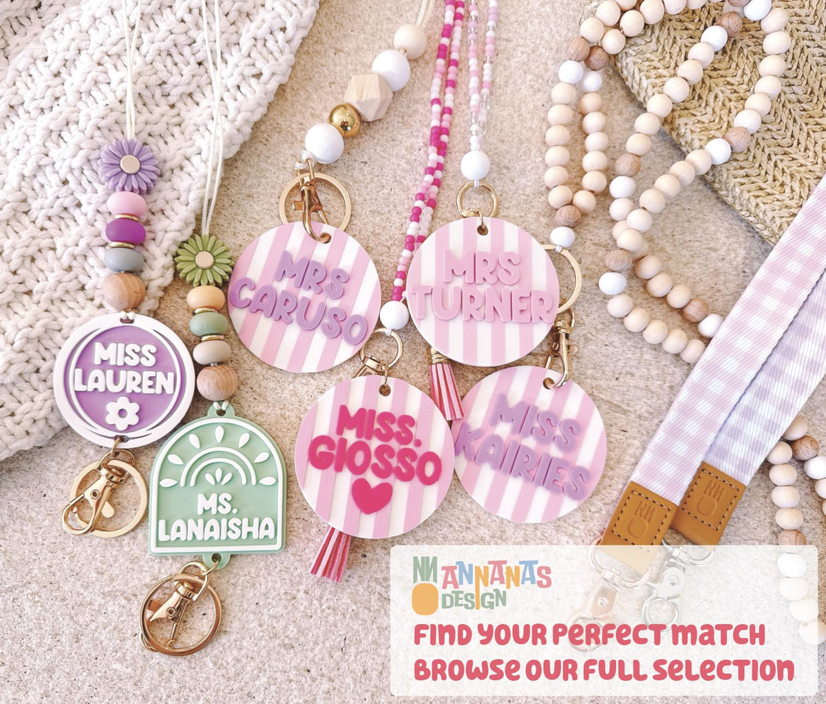 Personalised Fabric Lanyard with Name Badge – Pink & Strawberry Prints – photo 7